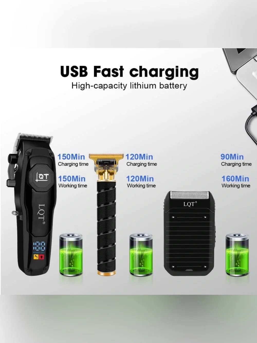 4-in-1 Men's Hair Clippers Kit, Includes Nose Hair Trimmer, Electric Shaver #VA6
